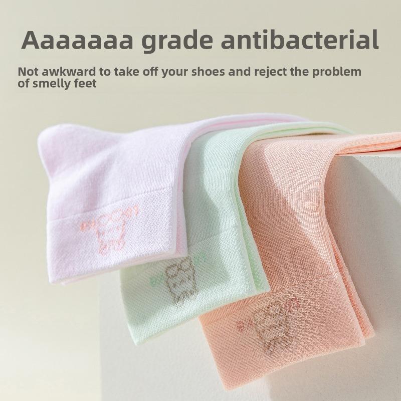 5 Paar Dünne Atmungsaktive Schweißabsorbierende 7A Antibakterielle Geruchshemmende Reine Baumwolle Röhrensocken für Damen, Frühling und Sommer