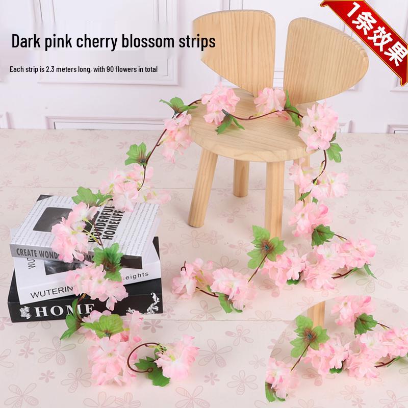 Artificial Cherry Blossom Vine: Indoor Ceiling Wedding Decoration, Rattan Pipe Cover