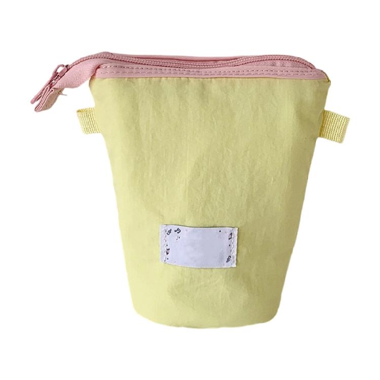 Simple Dot Pattern Pen Case Efficient Fabric Material Spacious Interior School Workplace Organization Tool жёлтый