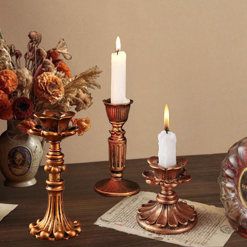 Carved Resin Candlestick Holder for Home Decoration - Candlelight Dinner Atmosphere Prop Ideal for Restaurant Bar Bedroom