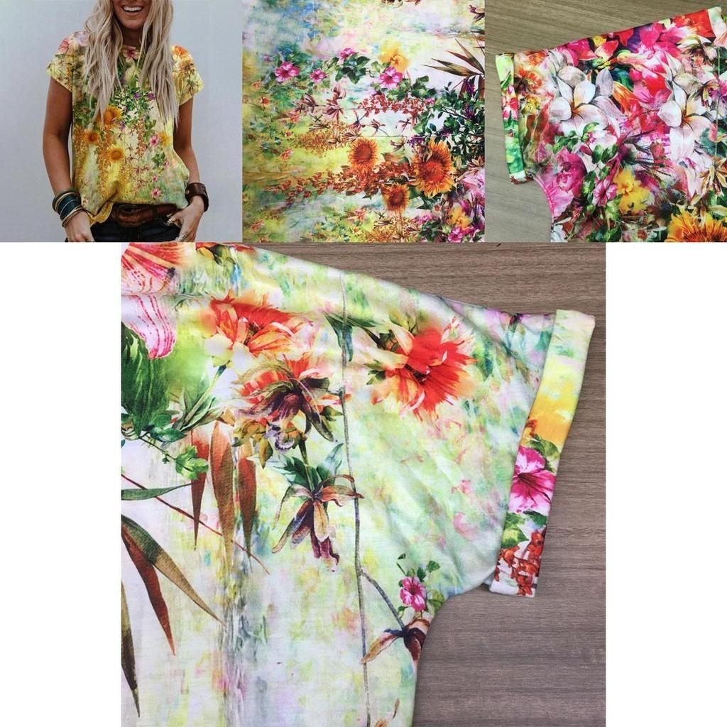 Women's Floral Print Short Sleeve Tops Featuring Soft Material For Ultimate Comfort