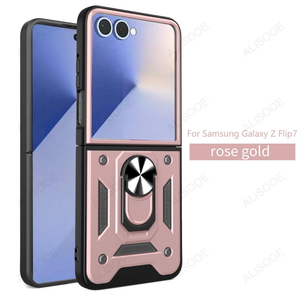 Z Flip 7 Case for Samsung Galaxy Z Flip 7 Case Armor Shockproof Magnetic Ring Stand Holder Cover for Samsung Z Flip7 5G Capa