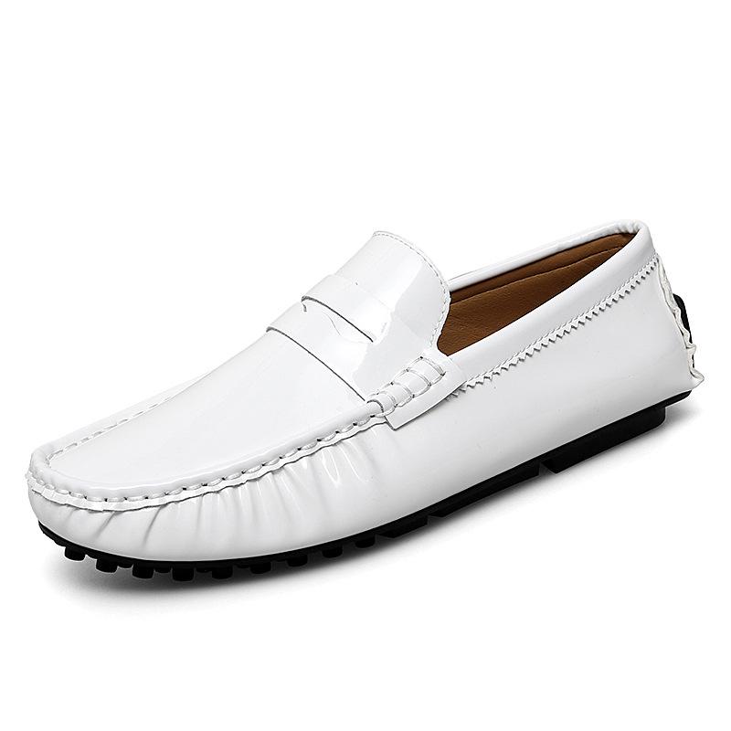 Men s Large Slip-on Glossy Leather Loafers - Casual Driving Shoes for Spring and Autumn 35