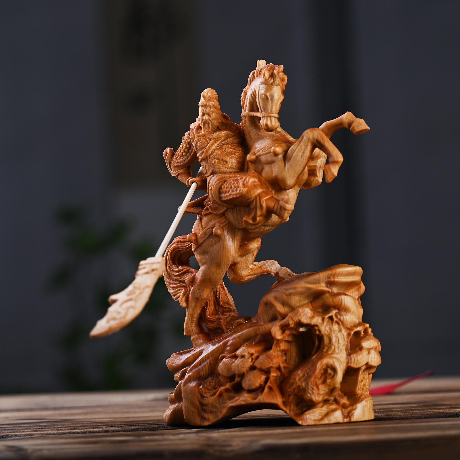 

Cliff Cypress Carving Statue Of Guan Gong God Of Wealth Guan Yu Home Living Room Office Desktop Decoration Holiday Gifts