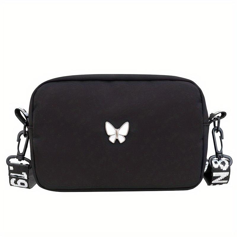 Nylon Fashion Simple Butterfly Small Square Bag  Lightweight Single Shoulder Crossbody Bags for Women Zipper Purses and Handbags