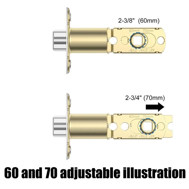 Adjustable Door Latches Privacy Three Bar Type Lock Tongue Cores 45° Rotating Angles Interior Door Lock Easy Installation