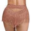 Rhinestone Tassel Belly Dance Shorts for Women Sheer Mesh High Elastic Briefs Underwear for Samba Stage Performance