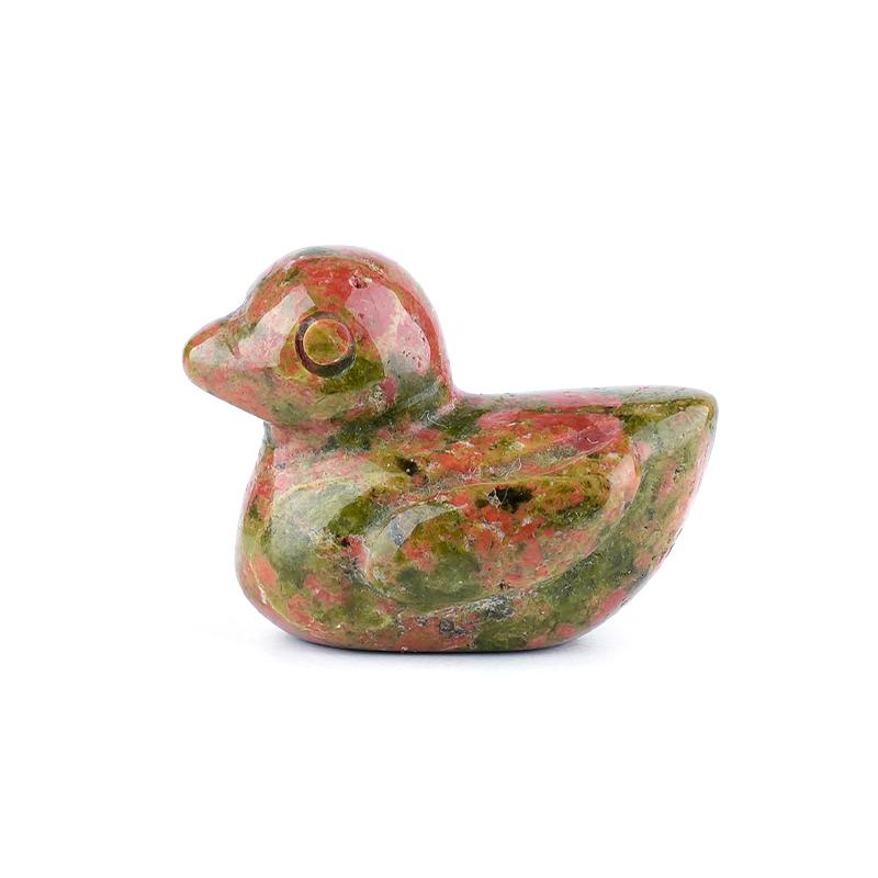 1Pc Natural Stone Hand Carved Mini Duck Figurine 17-20×25-28mm Polished Crystal Little Duck Statue Reiki Healing Mini Desk Terrarium Decor Craft Gift