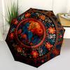 Bohemian Wolf Mandala Rug: Vibrant Floral Design for Your Home DecorUmbrella, Portable 3-Fold Compact Umbrella,Christmas Gift ES565