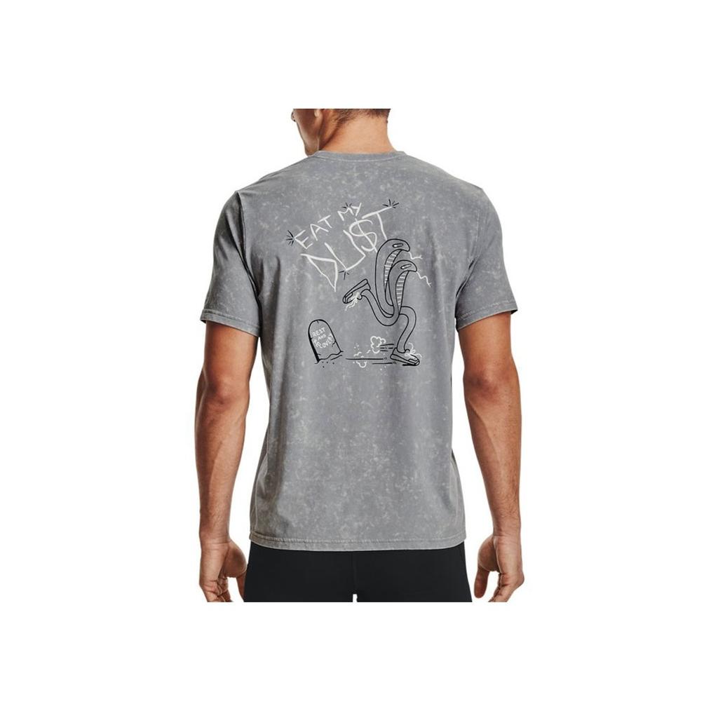 Under Armour Letter Cartoon Pattern Sports Crew Neck Short Sleeve T-Shirt Men Tops Gray 1361482-035
