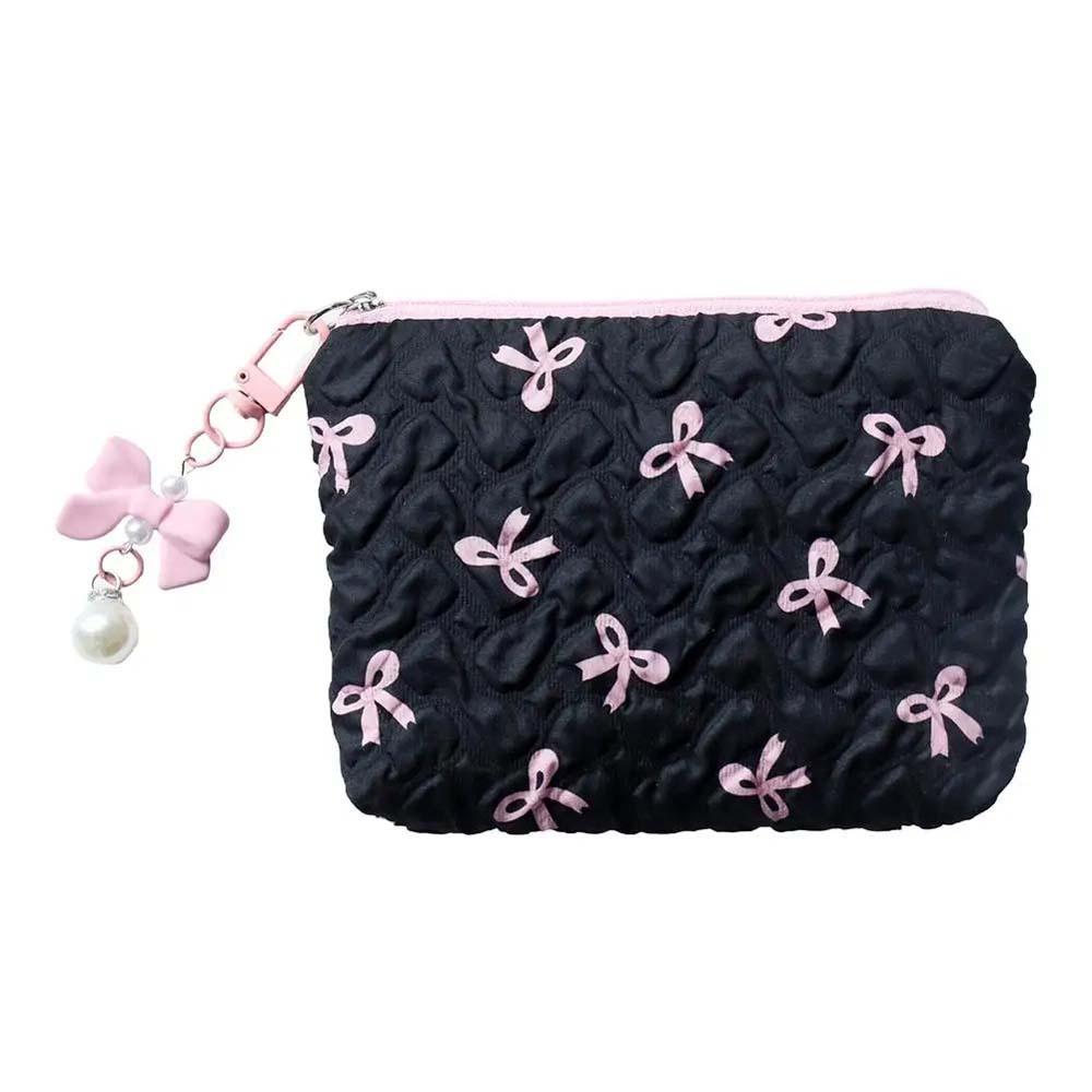Bow Mini Makeup Bag Women's Makeup Bag Travel Washroom Bag Cute Coin Purse Lightweight Lipstick Pouch Embossed Storage Bag