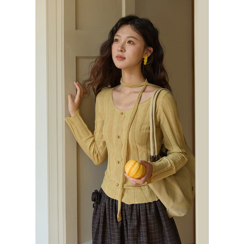 Women s Ribbon Round Neck Slim Knit Top S