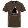 Funny Knife Cat Cartoon Printed T-Shirt Fashion Casual Short Sleeves Loose Oversized Cotton Tshirt Summer Breathable Tees