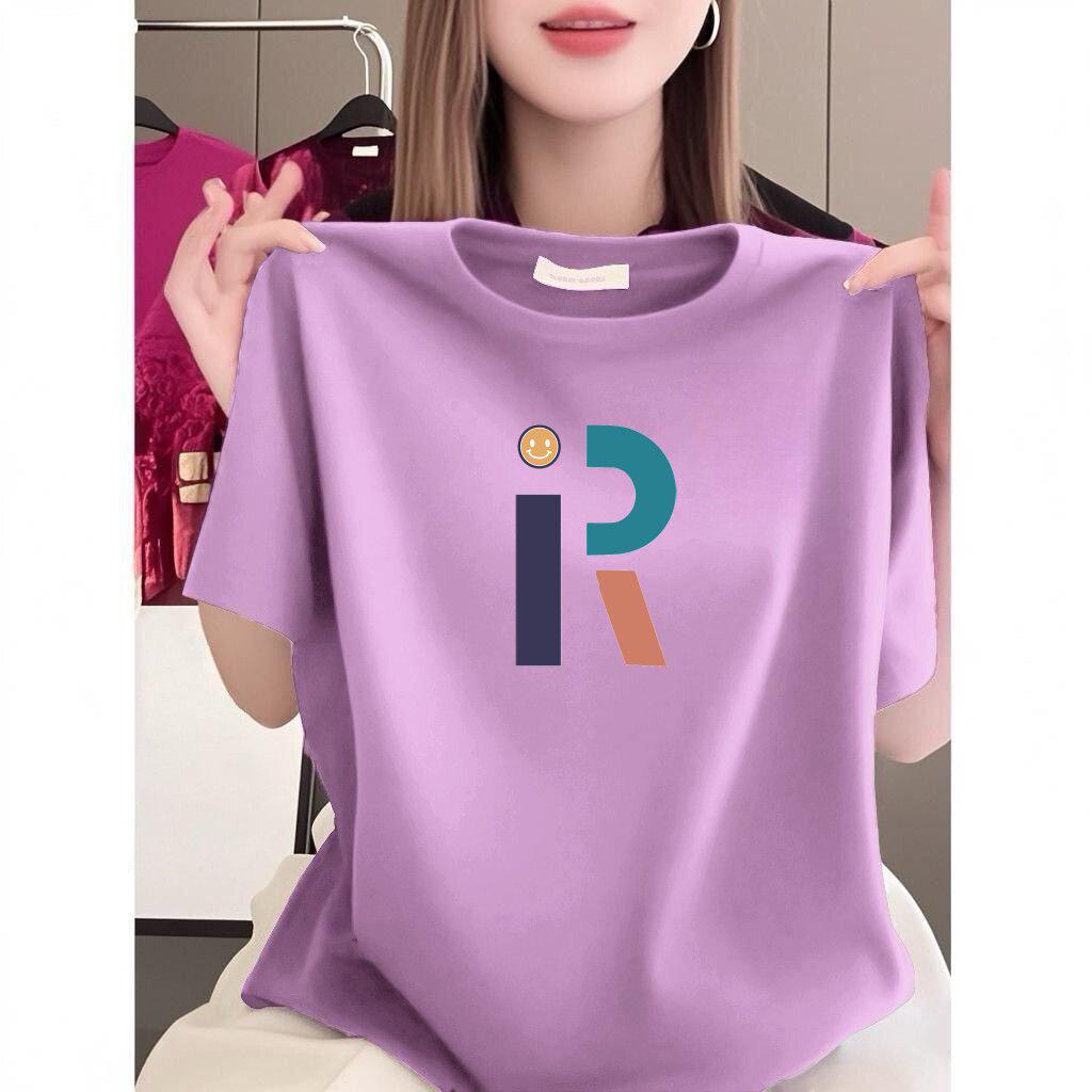 

Plus Size Letter Print Loose Short Sleeve T-shirt for Women Medium
