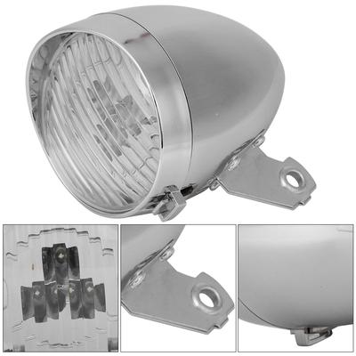 פנס קדמי לאופניים וינטג' 3 נורות LED מנורה פנס לאופניים אביזר רכיבה לאופני הילוכים קבועים כסף