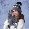 Winter Warm Hat Scarf Three-piece Set Women's Outdoor Velvet Coldproof Cap Knitted Wool Cap