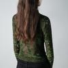 New Chinese Style Stand Up Collar Mesh Base Shirt for Women In Spring Irregular and Chic Printed Long Sleeved T-shirt