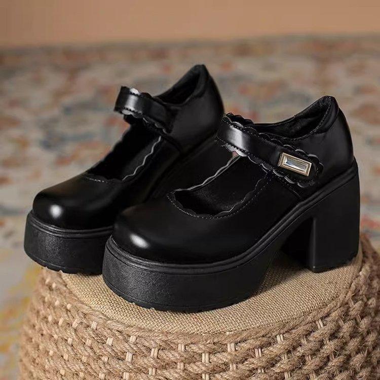 CM Mary Jane shoes new spring Japanese jk small leather shoes waterproof platform thick-soled thick high-heeled single shoes