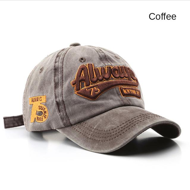 2026 Spring/Summer Unisex Cotton Baseball Cap Vintage Washed with Alphabet ALWAYS Embroidery - Hip-Hop Inspired Snapback Design