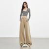 Women's Khaki High Waist Wide Leg Jeans - 2025 Autumn/Winter Collection