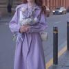 Women's Purple Double-Breasted Trench Coat - Korean Style Spring & Autumn Fashion, Casual Loose Mid-Length Design (2025)