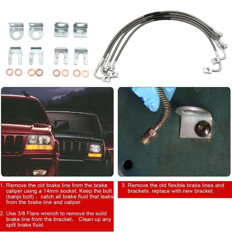 Durable Reliable Brake Lines for JK 2007-2018 89716 Stainless Steel Brake Cable