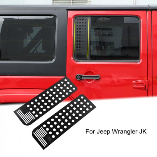 Rear Door Triangle Window Glass Cover Trim US Flag  For 2007-17 Jeep Wrangler JK