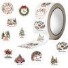 500PCS Christmas Stickers Roll Merry Christmas Stickers Labels Roll 1.5 Inch 10 Designs Round Christmas Tags Christmas Wreath