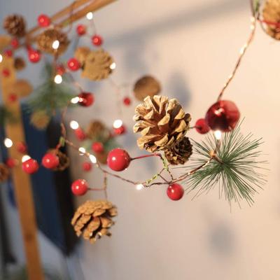 Christmas String Lights Christmas Bell Pine-Needle Pine-Cone Wreath Tree Garland