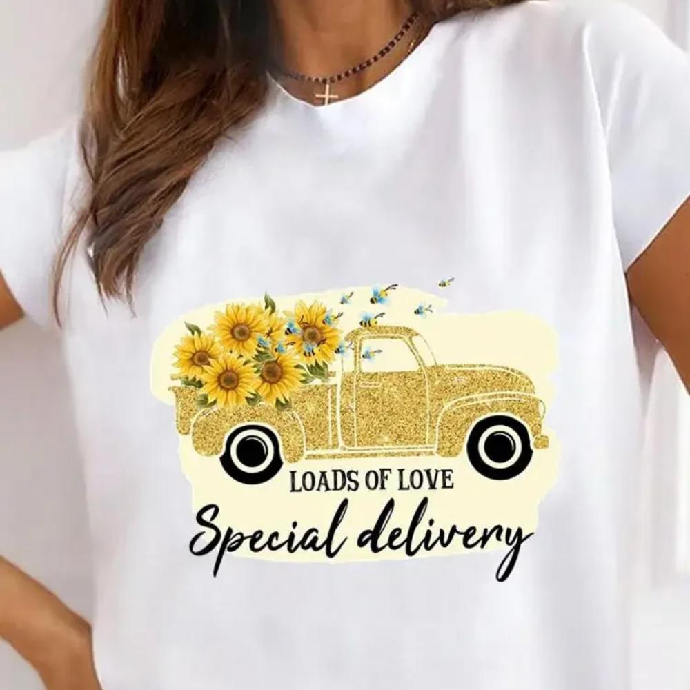 Plus Size Graphic Tee Clothes 90s Sweet Love Heart Valentine Ladies Print T Clothing Summer Female Women's Short Sleeve T-shirts