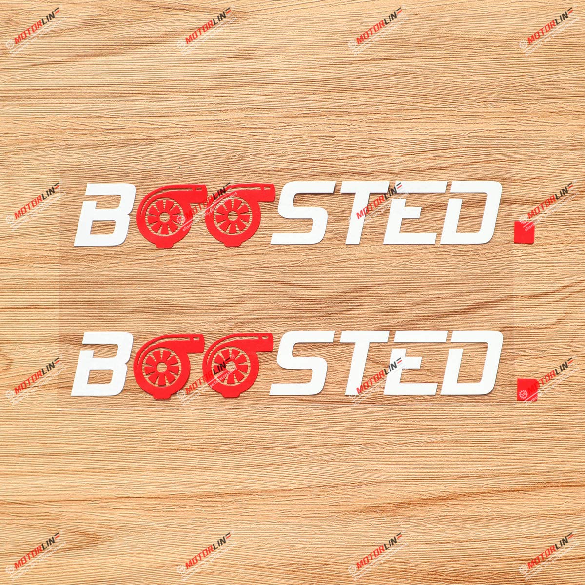 

2 Pcs White+Red 6 Twin Turbo Inside Boost Decal Sticker Car Vinyl Die Cut No Background