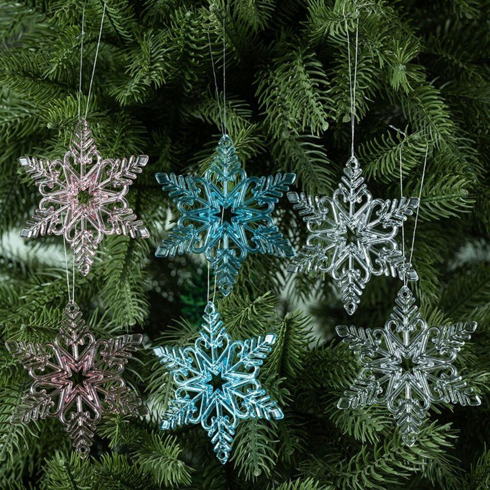 Crystal Snowflake Christmas Snowflakes Transparent Xmas Tree Ornaments  Door Window Decor