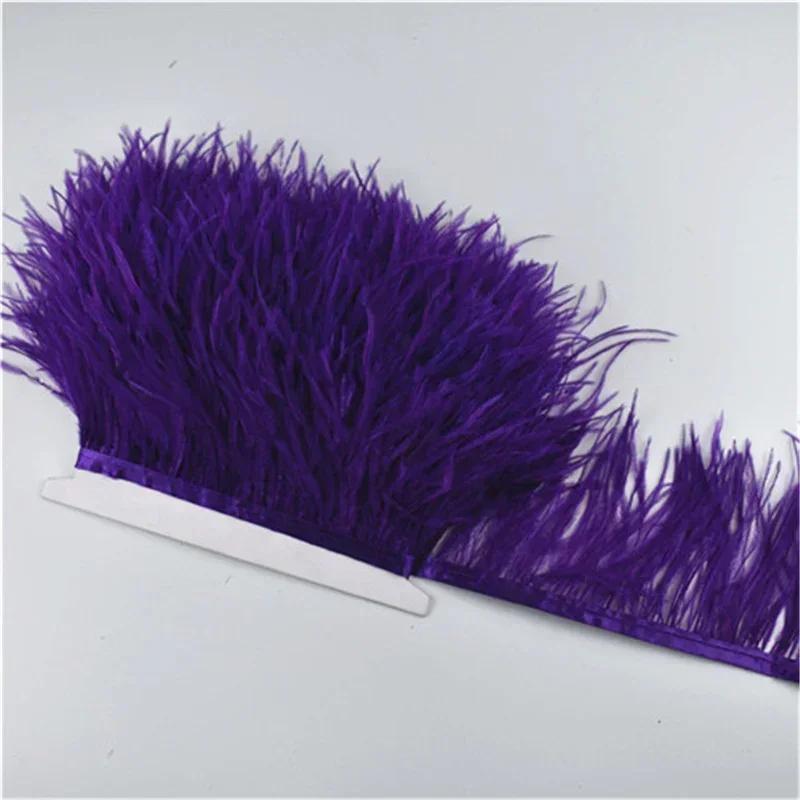 Pióra1Metr Pióra Strusie na Taśmie Wstążce Frędzle Wykończenie 8-10cm DIY Spódnica Szewskie Dodatki Ubrania Białe Pióro DIY Dekoracja Dekoracja
