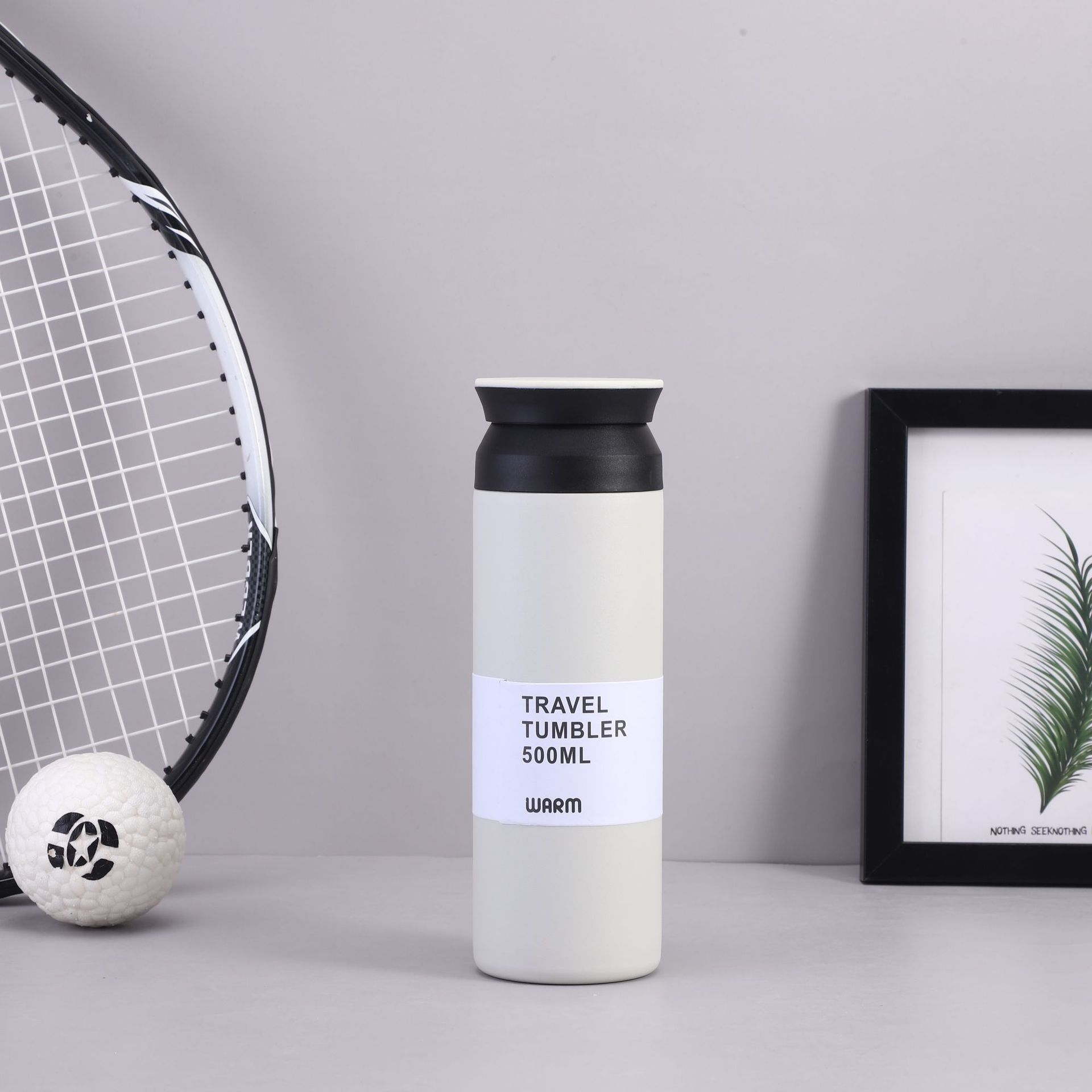 

Simple Stainless Thermos Cup Outdoor Portable Stylish Coffee Cup Big Cap Vacuum Element Cup Durable Durable Useful 350ml