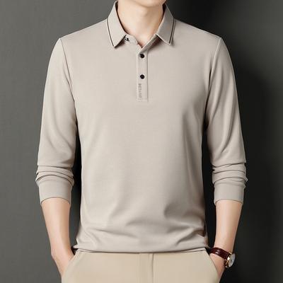 Polo a maniche lunghe da uomo semplice Primavera e Autunno Nuovo Casual Colletto polo Camicia da uomo Trendy T-shirt versatile da uomo