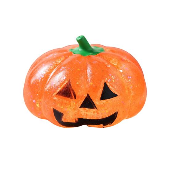 Relaxation Squeeze Ball 1/2/3Pcs Halloween Pumpkin Stress Relief Toy Creepy Head Glitter for Kids Adults Party Favors Fidget Toy