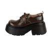 Fashion Women's new genuine leather cowhide thick soled waterproof platform high heels lace up college style single shoes casual shoes