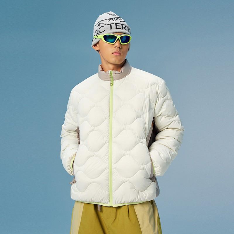 90 White Duck Down Waterproof Color Block Stand Collar Puffer Jacket Men Women Daily Sports Casual