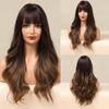 EASIHAIR Long Golden Blonde Ombre Wavy Synthetic Wigs for Women Cute Natural Hair Wigs with Bangs Heat Resistant Wigs Cosplay