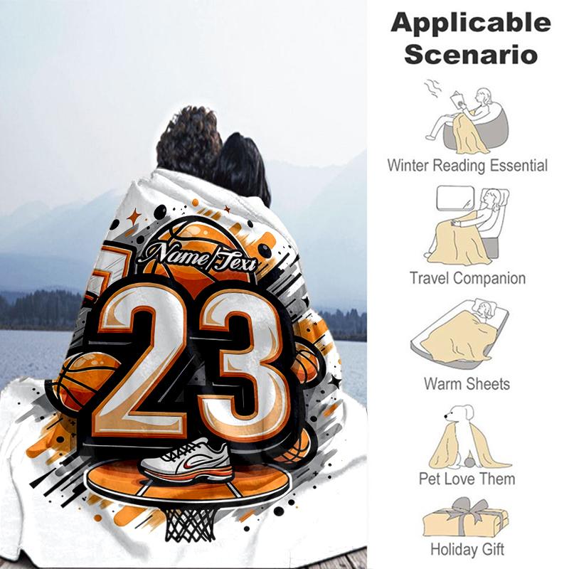 1PC Custom Name Basketball Legend Outdooor Flannel Blankets Throw Blanket All-Season Throw Gift Bedspread for Couch, Bed, Camping Holiday Birthday Gif