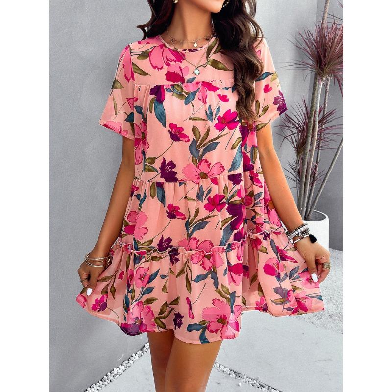 Women's Casual Vacation Printed Short-sleeved Dress