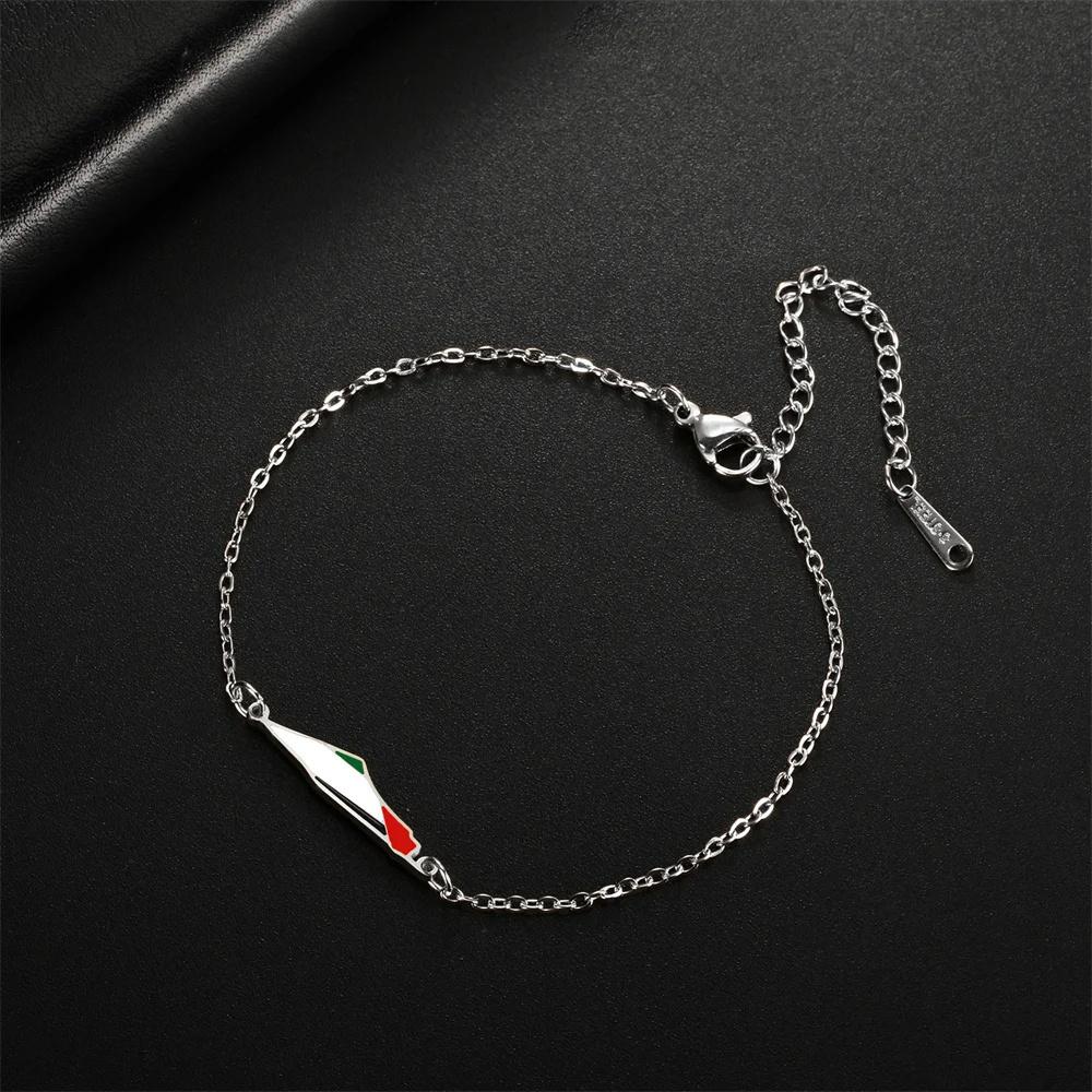 Jeshayuan Braccialetti con Ciondoli Mappa Bandiera Palestina per Donne Doppio Strato Ciondolo Mappa Paese Braccialetto Accoppiata Acciaio Inossidabile