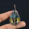 Natural Bi Color Tourmaline Gemstone Copper Wire Wrap Jewely Pendant 2.4" E9J97