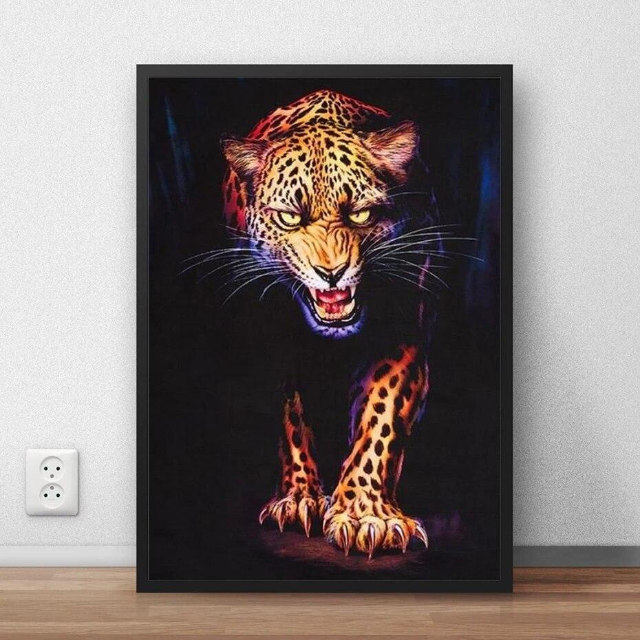 Jesus Lion Cross Christian Wall Art Canvas Painting Abstract Posters and Prints Vintage Home Decorative for Living Room Pictures No Frame