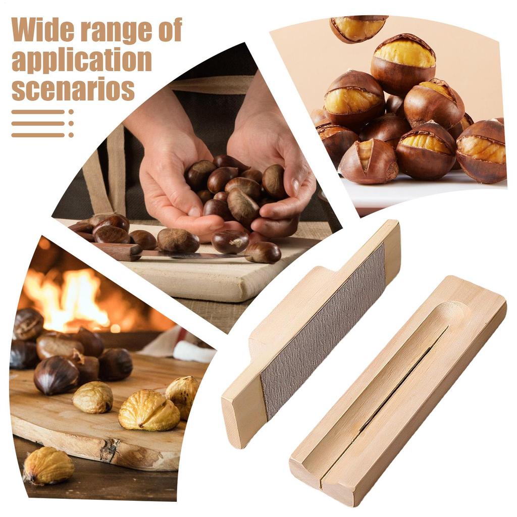 Holz Nussknacker Werkzeug manuelle Kastanienschäler Tragbares Küchennuss-Schneidwerkzeug für Walnuss Nuss Öffnen Knacken Schälen
