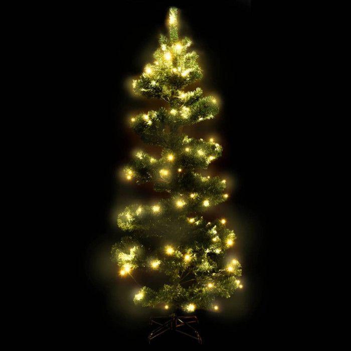 VidaXL Arbre de Noël Hélicoïdal Pré-éclairé et Support, Sapin de Noël avec LED, Décoration de Vacances, Ornement de Fête 344651