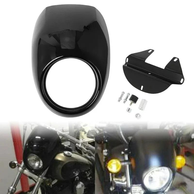 Motorcycle Black Headlight Grill Fairing Cover ABS Plastic Windshield 883 1200 Front Fork Mount New Sell Good