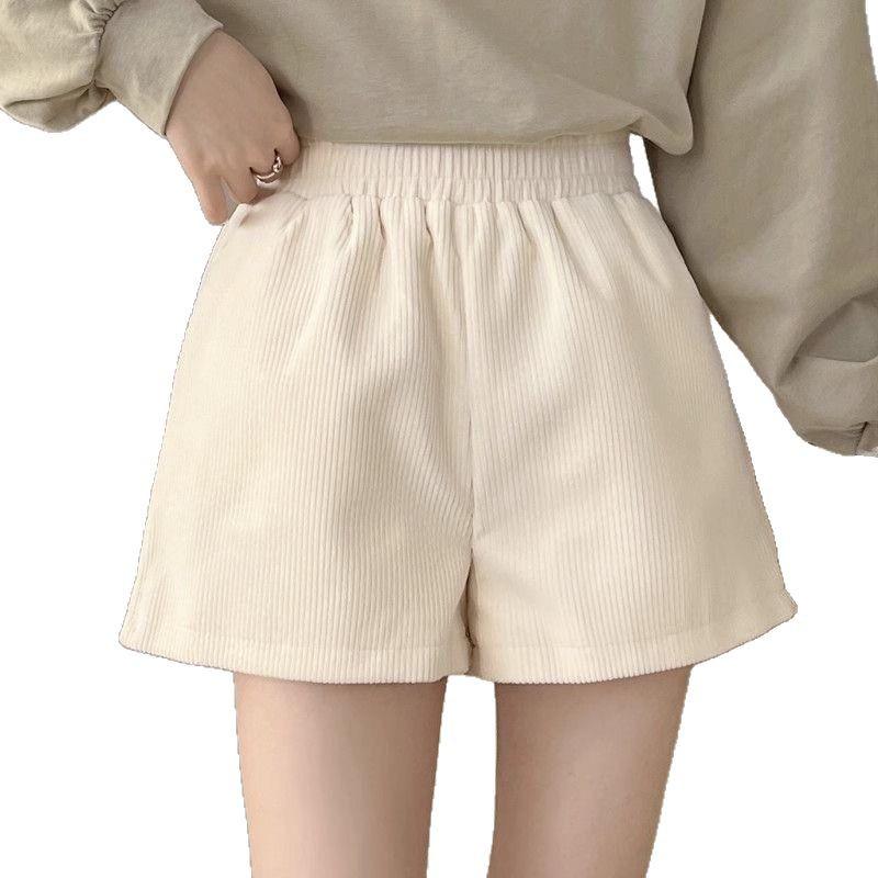 Women's 2024 Korean Style Corduroy Shorts: High Waist, Wide Leg, Casual Loose Fit for Autumn/Winter