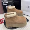 Wildleder Plattform Frauen Schnee Stiefeletten Designer Pelz Kurze Plüsch Mid Heels Baumwolle Schuhe 2025 Trend Warm Zipper Winter Botas Mujer