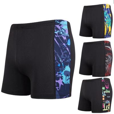Men's Plus Size Flat Leg Fashion Print Swim Trunks - Hot Spring Swimsuit for Fat Men (Up To 300 Jin)